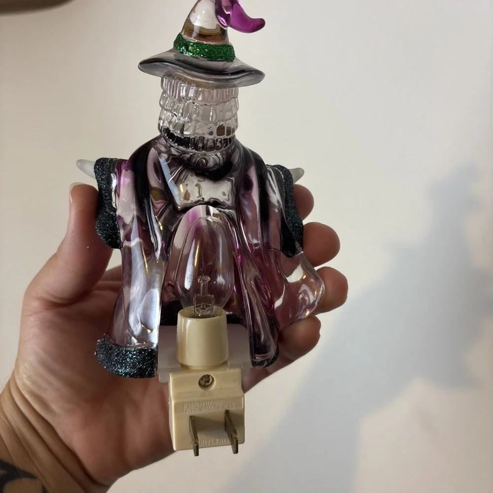 Vintage Halloween Witch Night Light Festive Acrylic Witch Glow Colorful with box